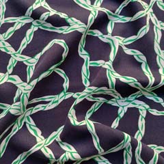 Viskose Twillstoff Seile, grün weiß dunkelblau
