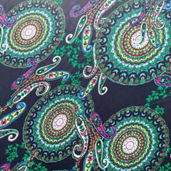 Viskose Stoff satinierte Oberflche groes Paisleymuster Mandala, grn dunkelblau