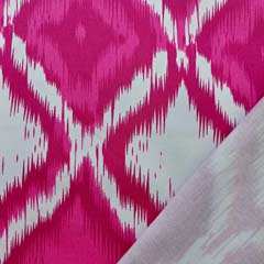 Baumwollstoff mit Stretch Rauten Ethnomuster, pink cremewei