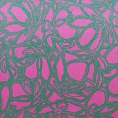 Viskosejersey Stoff abstrakte Blumen Ranken, grün pink
