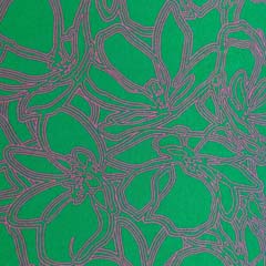 Viskosejersey Stoff abstrakte Blumen Ranken, pink grün
