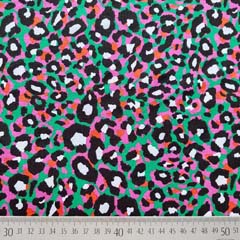 Viskosejersey Stoff kleines Leopardenmuster, pink grn