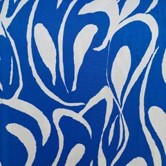 Viskosejersey Stoff abstraktes Muster, weiß kobaltblau