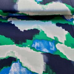 Viskosejersey Stoff Batik, grn dunkelblau