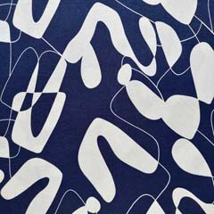 Viskosejersey Stoff abstraktes Muster, weiß dunkelblau