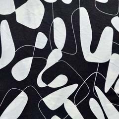 Viskosejersey Stoff abstraktes Muster, weiß schwarz