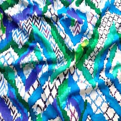 Jerseystoff Rauten Ethnomuster, grn blau wei