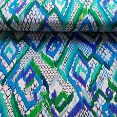 Jerseystoff Rauten Ethnomuster, grn blau wei