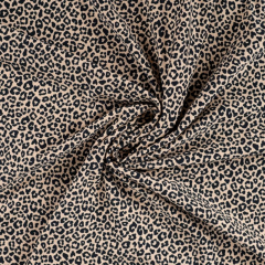 Sweatstoff French Terry kleines Leopardenmuster, schwarz beige