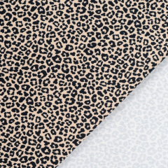 Sweatstoff French Terry kleines Leopardenmuster, schwarz beige
