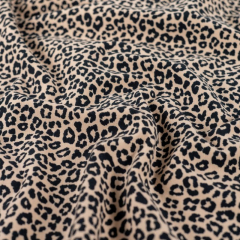 Sweatstoff French Terry kleines Leopardenmuster, schwarz beige