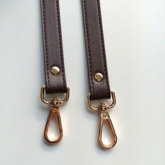 Taschenriemen Taschengriff Lederimitat mit metall Karabiner, gold dunkelbraun