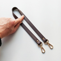 Taschenriemen Taschengriff Lederimitat mit metall Karabiner, gold dunkelbraun