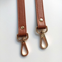 Taschenriemen Taschengriff Lederimitat mit metall Karabiner, gold cognac