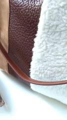 Taschenriemen Taschengriff Lederimitat mit metall Karabiner, gold cognac