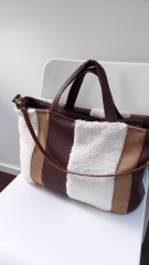 Taschenriemen Taschengriff Lederimitat mit metall Karabiner, gold cognac