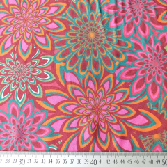 Viskosestoff Popelin Blumen Beachwear Collection, braun pink