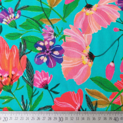Canvas Stoff Blumen by Roeqiya Fris Beachwear Collection, trkis