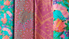 Canvas Stoff Blumen by Roeqiya Fris Beachwear Collection, trkis