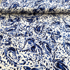 Viskose Stoff Paisleymuster, blau wei