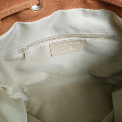 Wildledertasche Beuteltasche Fransen, cognac goldene Schnallen
