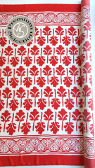 Viskose Satin Stoff Blusenstoff Blumen Bordre, rot wei - Made in Italy