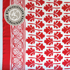Viskose Satin Stoff Blusenstoff Blumen Bordre, rot wei - Made in Italy