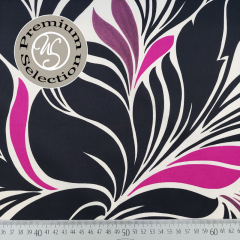 Silky Cotton Baumwollstoff Bltter Ornamente Florilegio Nobile - pink schwarz hellbeige- Made in Italy
