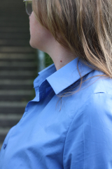 Silky Cotton Baumwollstoff Blusenstoff Hemdenstoff uni, bleu - Made in Italy