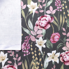 Canvas Stoff Baumwollstoff Blumen, beere rosa armygrn