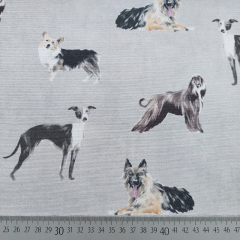 Canvas Stoff Baumwollstoff Hunde, hellgrau