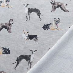 Canvas Stoff Baumwollstoff Hunde, hellgrau