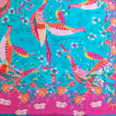 Viskosestoff Popelin Vgel Blumen PANEEL Beachwear Collection, pink trkis