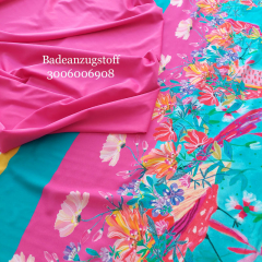 Viskosestoff Popelin Vgel Blumen PANEEL Beachwear Collection, pink trkis