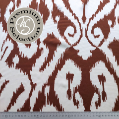 Viskose Satin Stoff Ikat Muster Ethno Druck - dunkelbraun hellbeige - Made in Italy