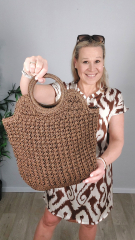 Viskose Satin Stoff Ikat Muster Ethno Druck - dunkelbraun hellbeige - Made in Italy