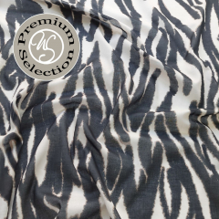 Feiner Baumwollstoff Batist Zebramuster Animal Print, schwarz beige- Made in Italy