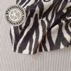 Feiner Baumwollstoff Batist Zebramuster Animal Print, schwarz beige- Made in Italy