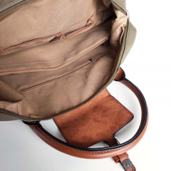 Shopper Damen Handtasche Canvas Look  - cognac braun khakigrn