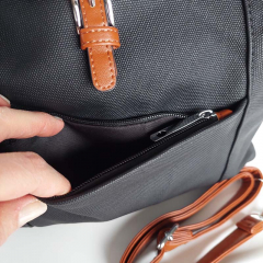Shopper Damen Handtasche Canvas Look  - cognac braun schwarz