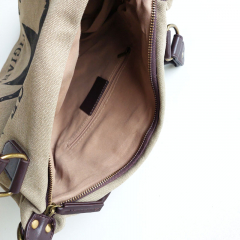 Canvas Tasche Vintage 1978 Stern dunkelbraune Lederimitat-Details, khaki (beige)