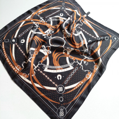 Halstuch Lederriemen Ketten Hufeisen, cognac schwarz