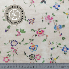 Baumwollstoff Batist Blumen feine Webware leicht transparent - pink blau lila beige -Made in Italy