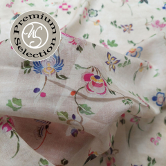 Baumwollstoff Batist Blumen feine Webware leicht transparent - pink blau lila beige -Made in Italy