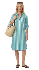 Baumwollstoff Streifen Linea Reale - Imperial Teal (dunkelmint) - Made in Italy (Deadstock)