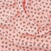 Musselin Stoff Herzen Double Gauze, schwarz lachsrosa