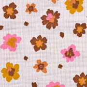 Musselin Stoff Blumen Bio-Baumwolle, pink ocker beige