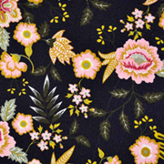 Baumwollstoff Blumen Paisley beschichtet, schwarz