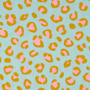Baumwollstoff Leopardenmuster,ockergelb rosa mint