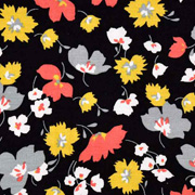 RESTSTCK 175 cm Modal Jerseystoff Blumen, schwarz
